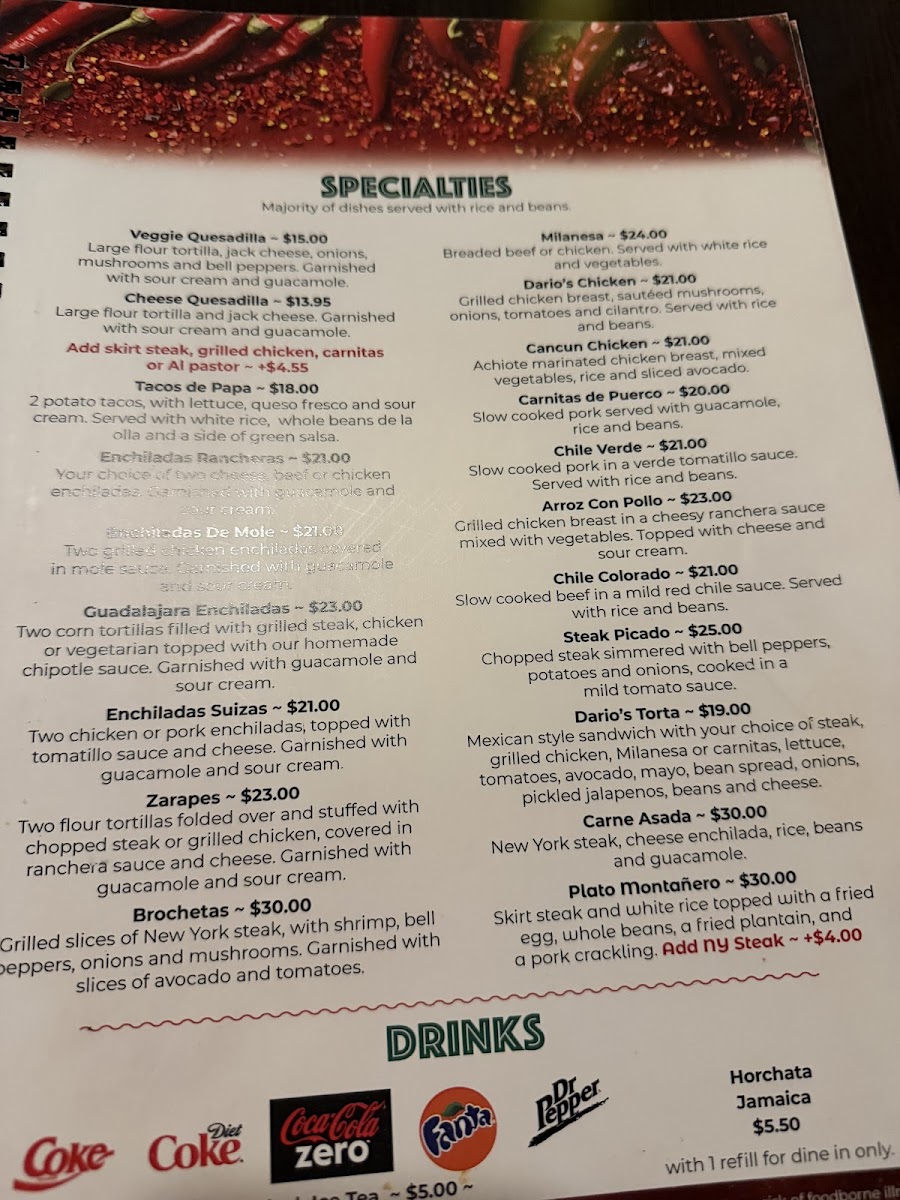 Dario's Mexican Restaurant Menu - Image 5